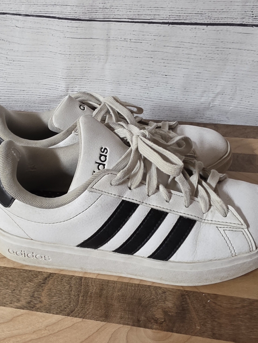 adidas White and Black Court-Style Athletic Sneakers